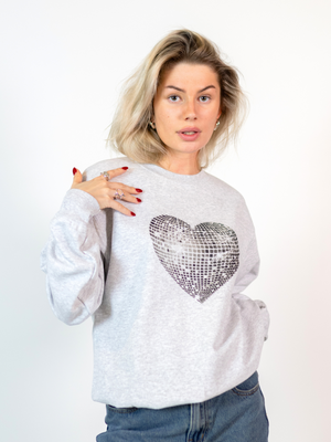 HEART DISCO (BLACK) SWEATSHIRT - GRAY