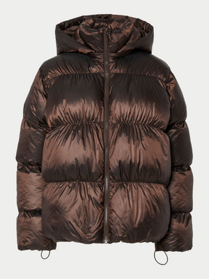 MILLA SHINY PUFFER JACKET - HOT FUDGE