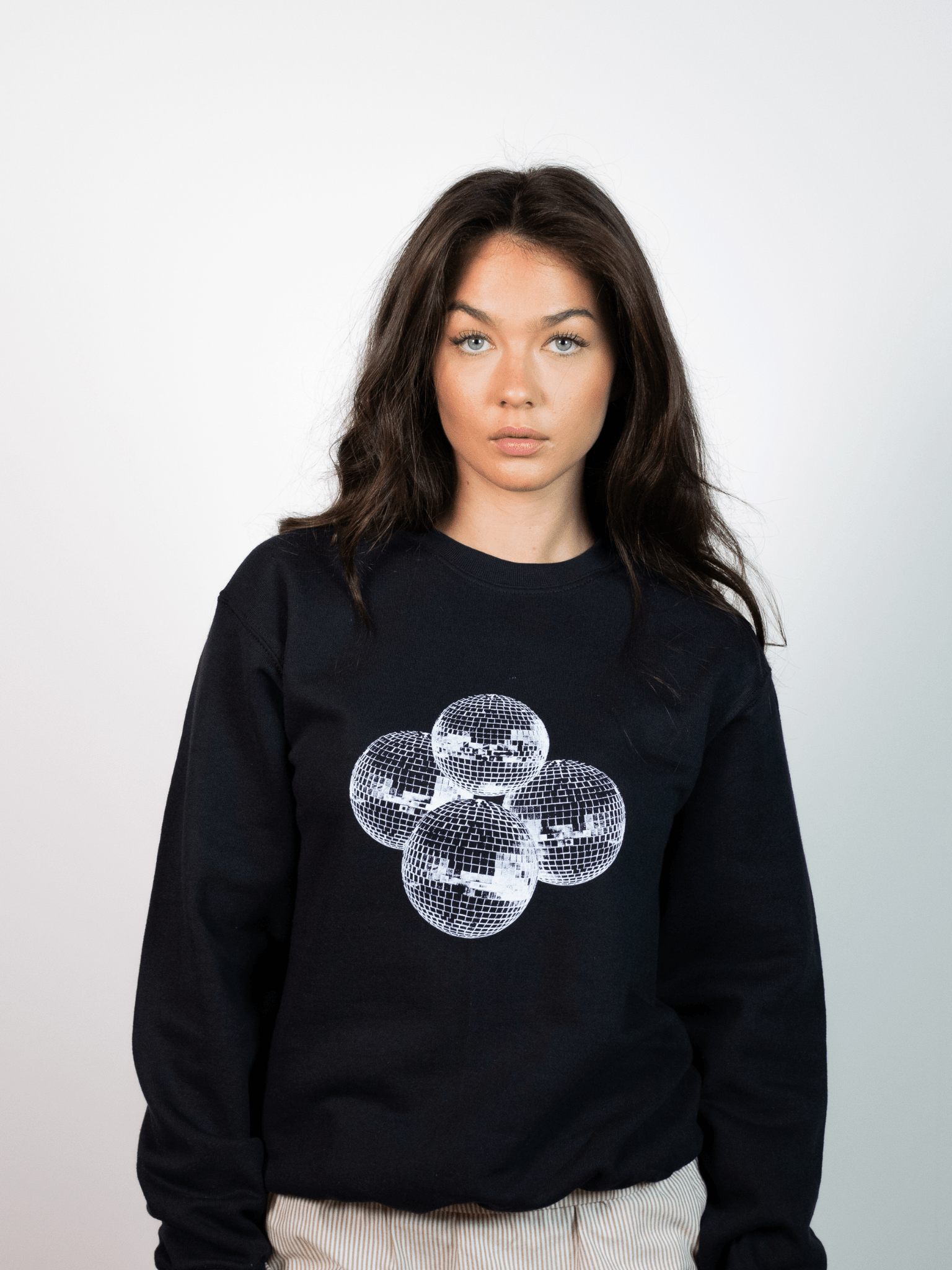 DISCO BALL (white) SWEATSHIRT - BLACK