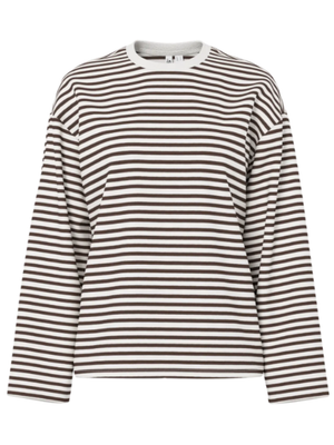 SADIE STRIPE TEE LS - HOT FUDGE COCONUT MILK