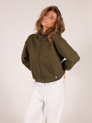 OVERSIZED ZIP HOODIE - ARMY