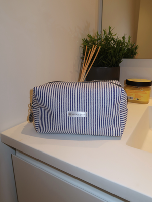 ADDY MAKEUP BAG - NAVY STRIPE
