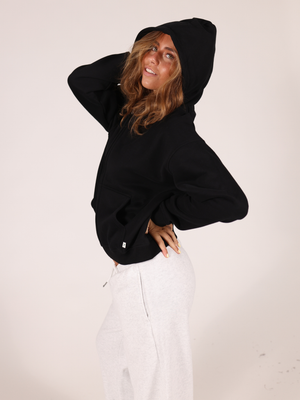 OVERSIZED ZIP HOODIE - BLACK