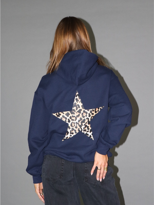 BROWN LEOSTAR HOODIE (back print) - NAVY