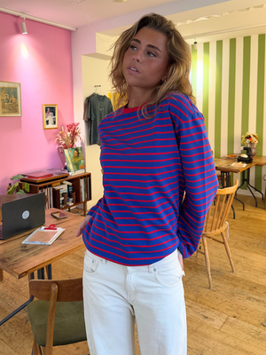 MINE TEA STRIP - ROYAL BLUE/RED