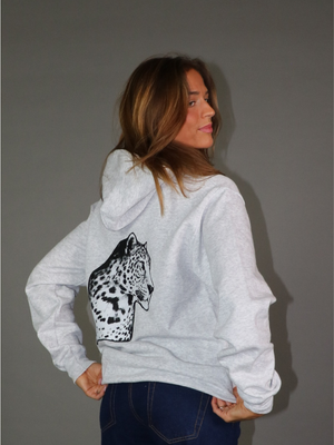 BLACK LEOPARD HOODIE (rygprint) - GRÅ