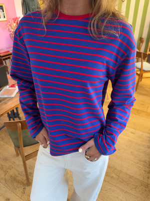MINE TEA STRIP - ROYAL BLUE/RED