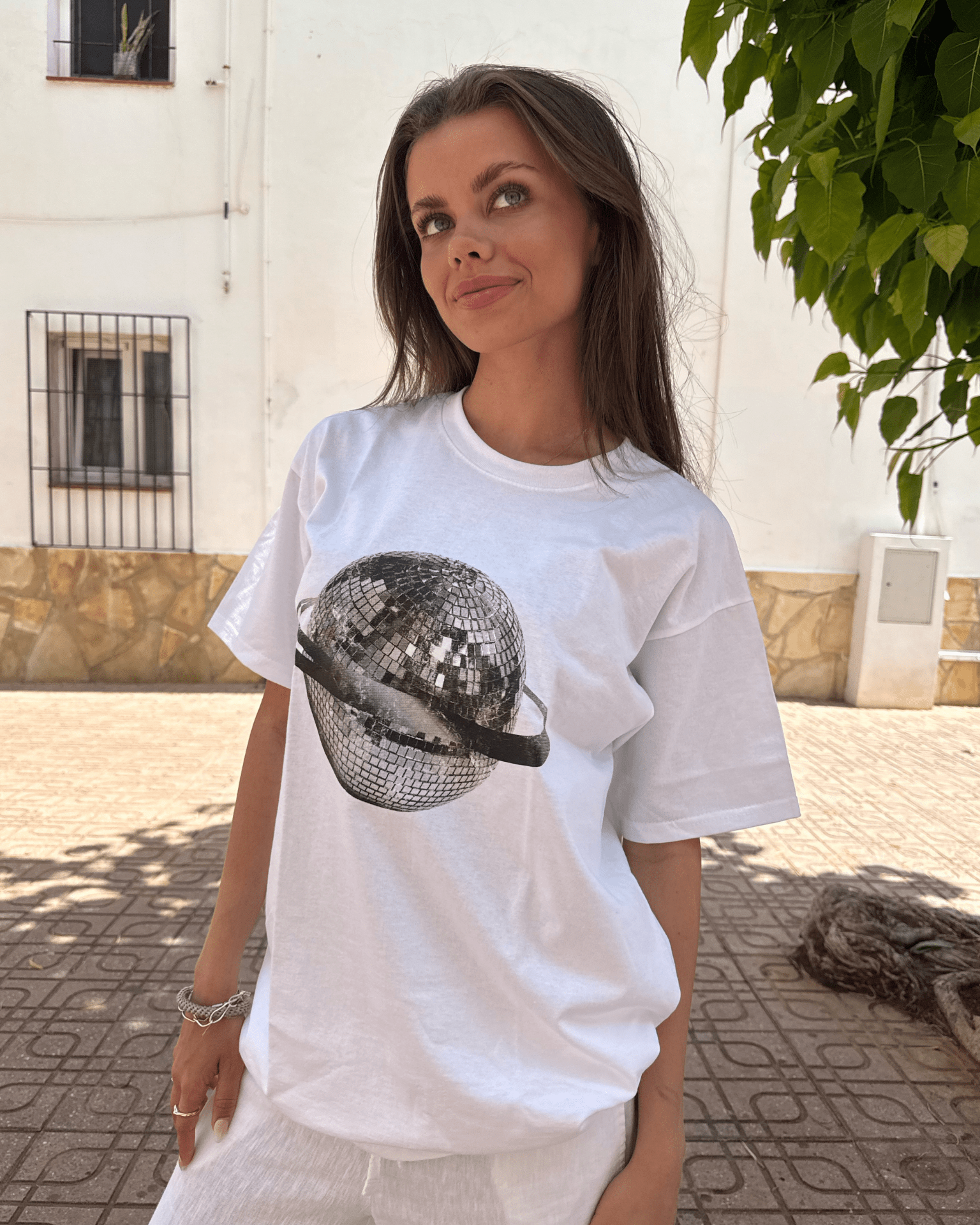 PLANET DISCO (black) UNISEX T-SHIRT - WHITE