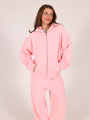 OVERSIZED ZIP HOODIE - LIGHT PINK