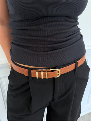 LEA BELT - COGNAC/GOLD