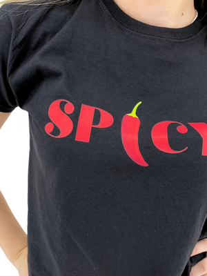 SPICY, BABY TEE - BLACK 