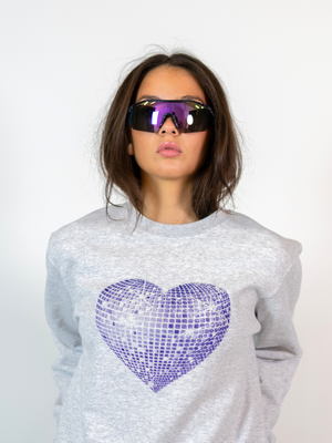 HEART DISCO (BLUE) SWEATSHIRT - GRAY