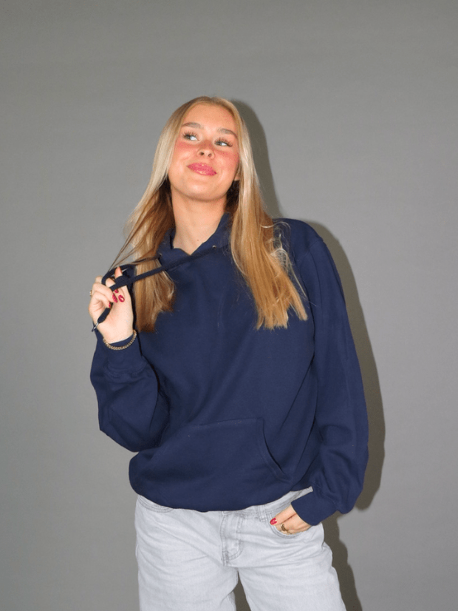RED STAR HOODIE (back print) - NAVY