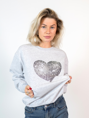 HEART DISCO (BLACK) SWEATSHIRT - GRAY