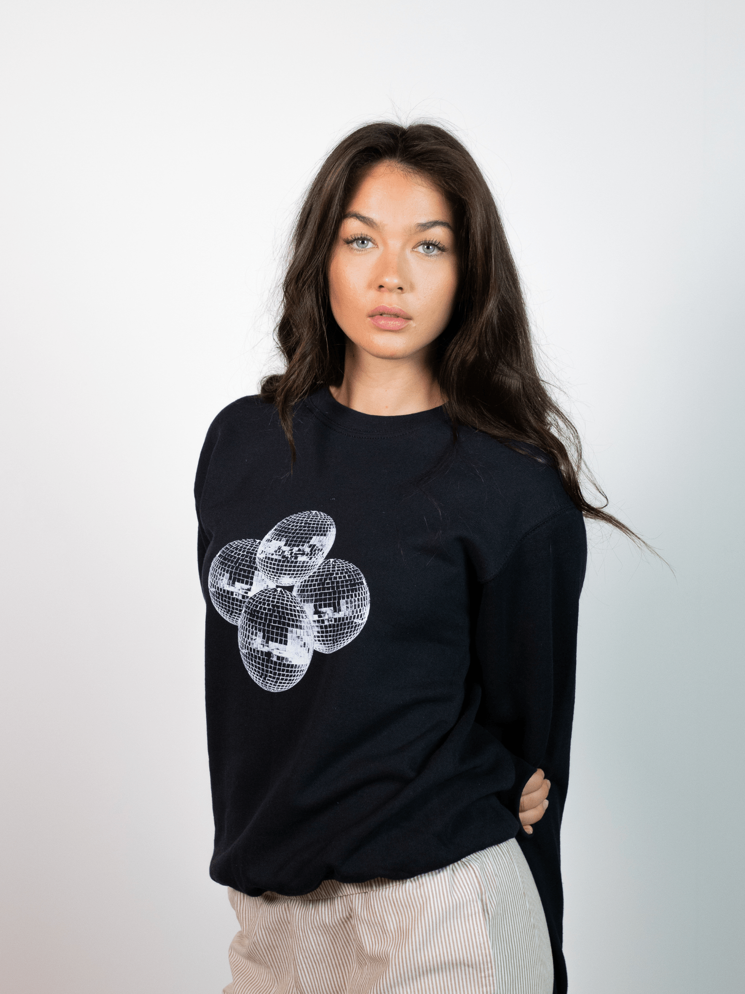 DISCO BALL (white) SWEATSHIRT - BLACK