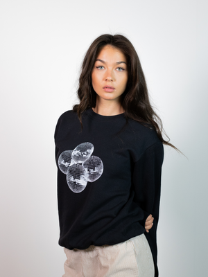 DISCO KUGLE (hvid) SWEATSHIRT  - SORT