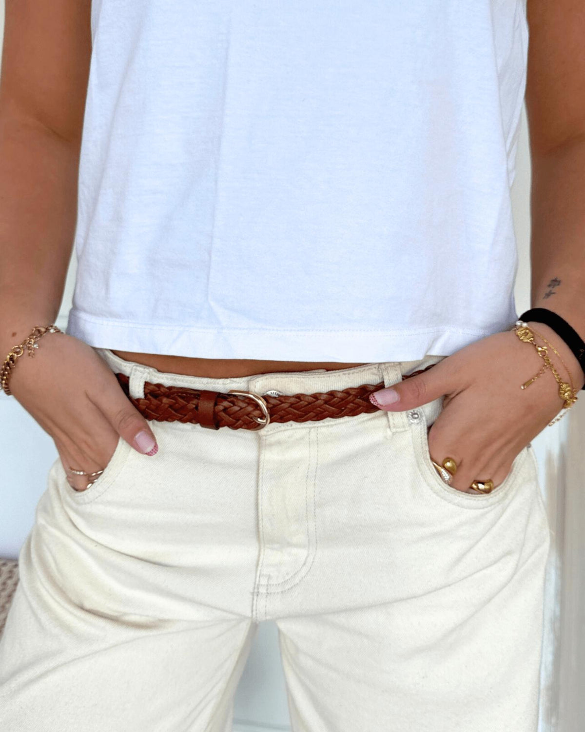 AVERY BRAIDED BELT - COGNAC