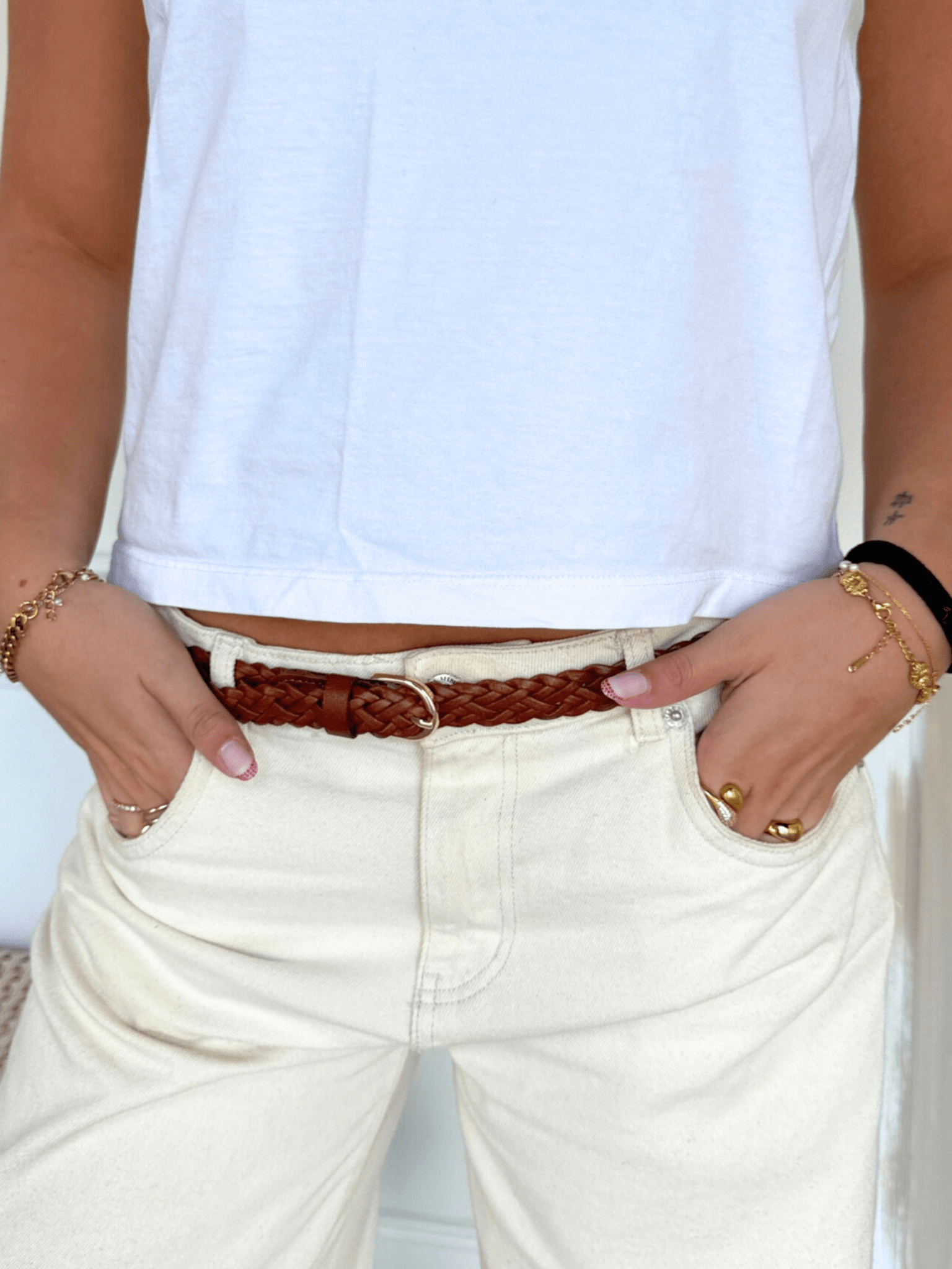 AVERY BRAIDED BELT - COGNAC