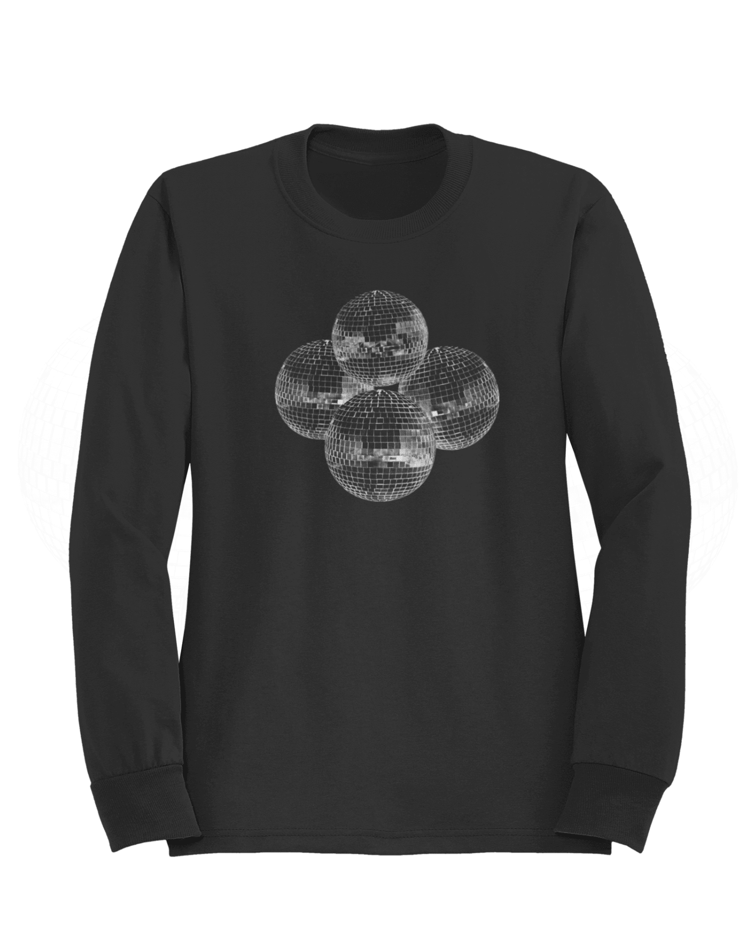 DISCO BALL (white) SWEATSHIRT - BLACK
