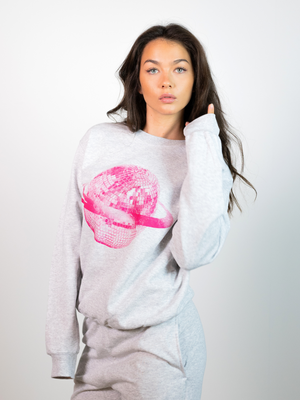 PLANET DISCO (pink) SWEATSHIRT - GRAY