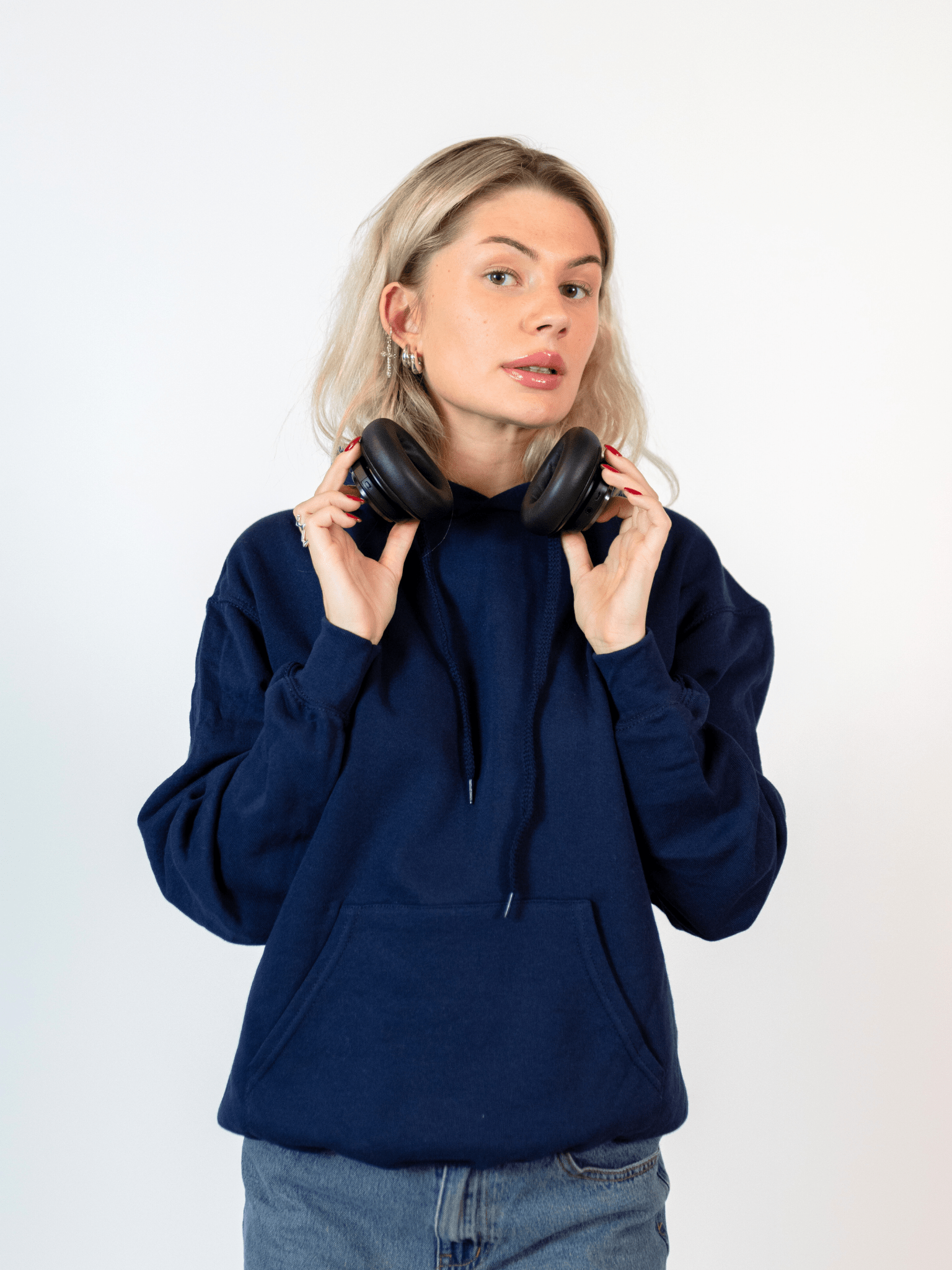 PLANET DISCO (white) HOODIE (back print) - NAVY