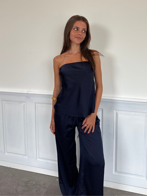 STELLA SATIN PANTS - NAVY
