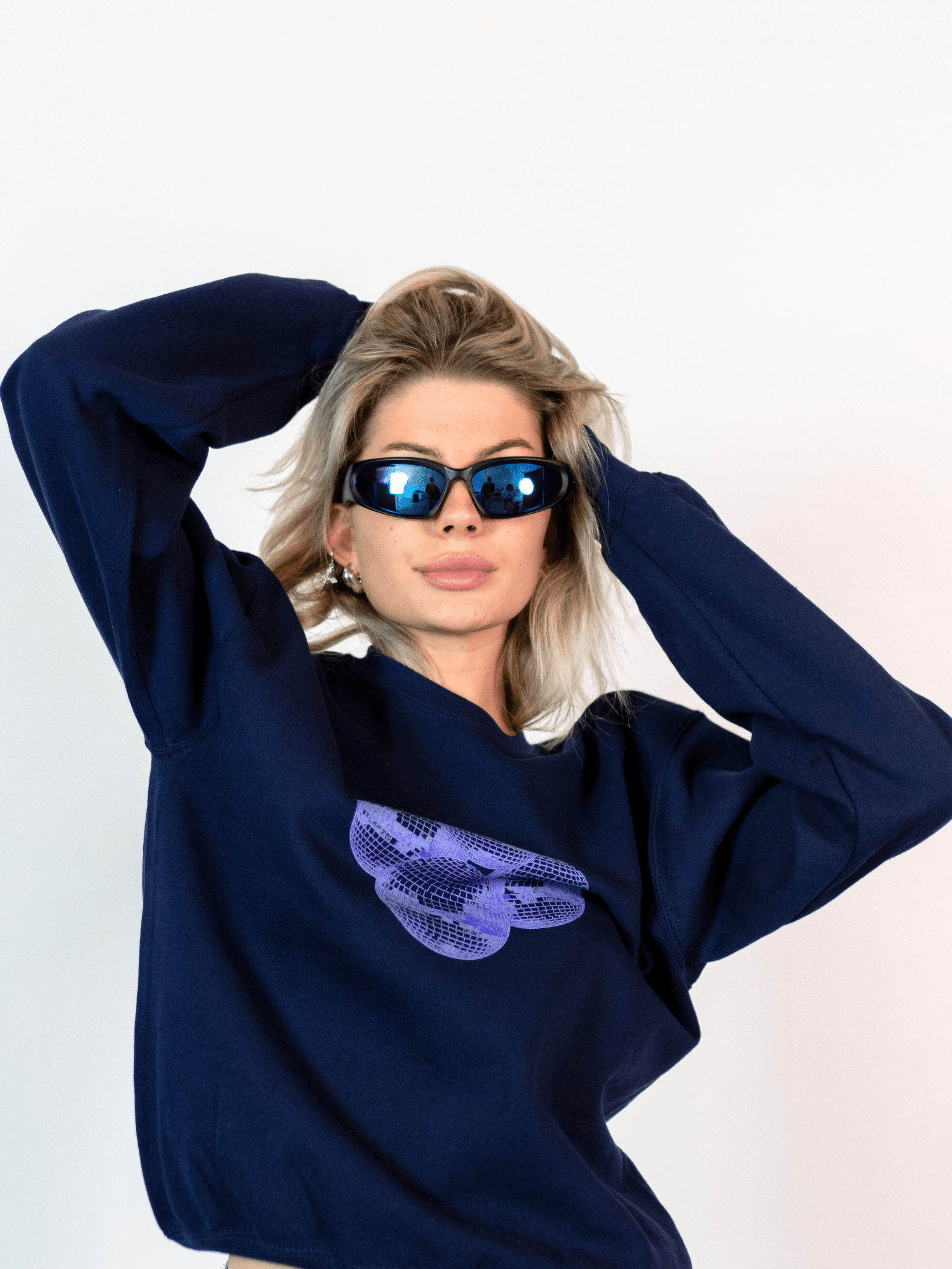DISCO BALL (violet) SWEATSHIRT - NAVY