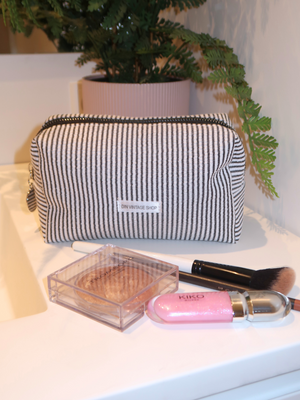 ADDY MAKEUP BAG - BLACK STRIPE