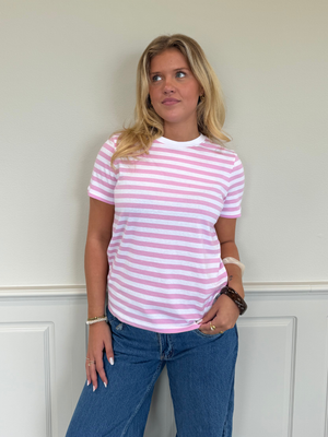 RIA STRIPE TEE - LAVENDER/WHITE
