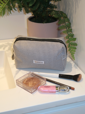 ADDY MAKEUP BAG - BLACK STRIPE