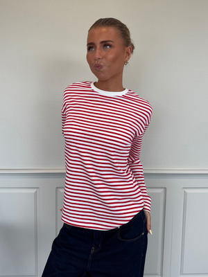 SADIE STRIPE TEE LS - CLOUD DANCER / LOLLIPOP