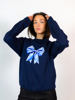 SATIN BOW (blue) SWEATSHIRT - NAVY