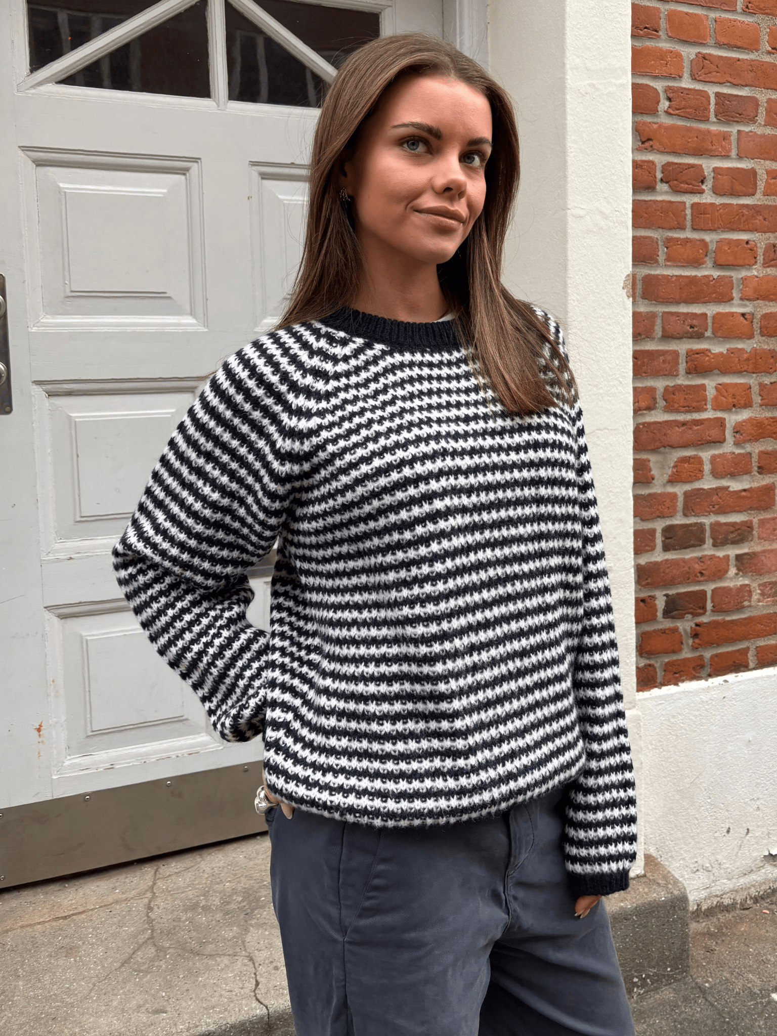 SIGRID STRIPE KNIT - NAVY/WHITE
