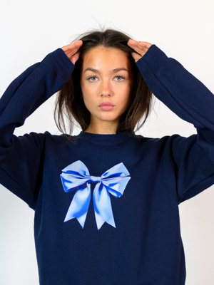 SATIN BOW (blå) SWEATSHIRT - NAVY