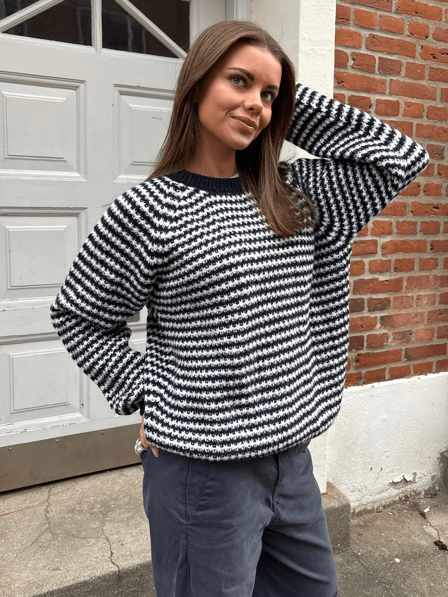SIGRID STRIPE KNIT - NAVY/WHITE