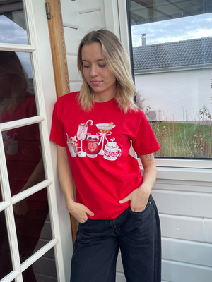 FESTIVE DRINKS T-SHIRT - RØD