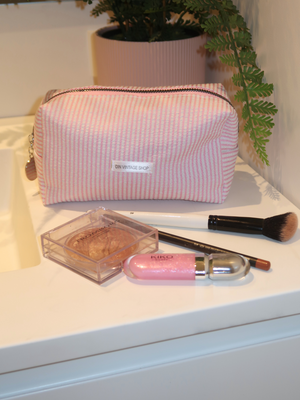 ADDY MAKEUP BAG - PINK STRIPE