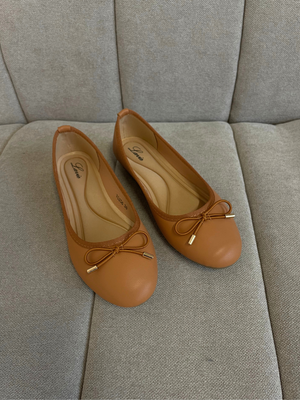 ANNA BALLERINA SHOES - COGNAC