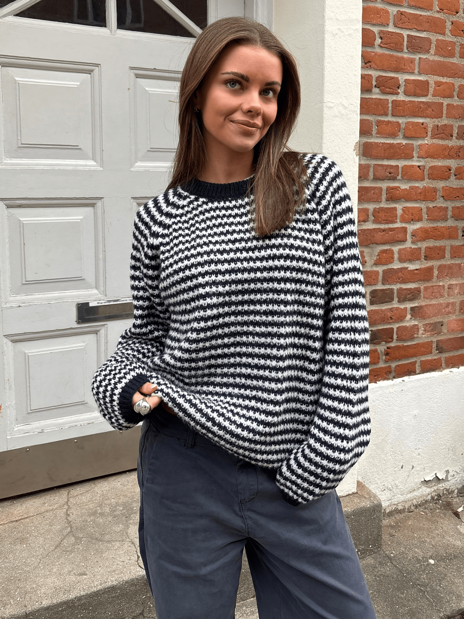 SIGRID STRIPE KNIT - NAVY/WHITE