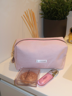 ADDY MAKEUP BAG - PINK STRIPE