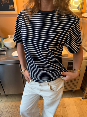 LUCKY STRIPE TEE - NAVY/WHITE