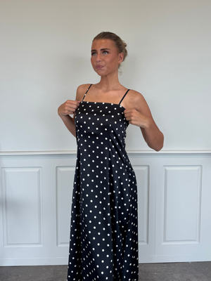 JYTTA SATIN DRESS - BLACK/WHITE