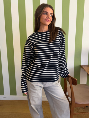 MYNTE STRIPE TEE - NAVY/WHITE