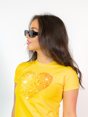 HEART DISCO (YELLOW) BABY TEE - YELLOW