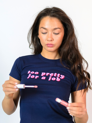 TOO PRETTY, BABY TEE - NAVY