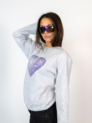 HEART DISCO (BLÅ) SWEATSHIRT  - GRÅ