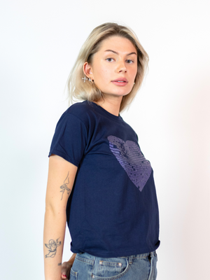 HEART DISCO (BLUE) BABY TEE - NAVY