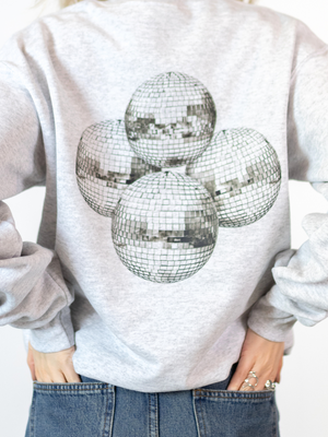 MEGA DISCO BALL (black) SWEATSHIRT (back print) - GRAY