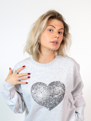 HEART DISCO (BLACK) SWEATSHIRT - GRAY