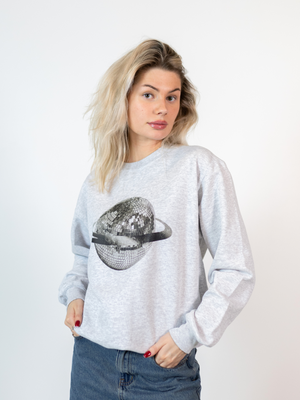 PLANET DISCO (sort) SWEATSHIRT - GRÅ